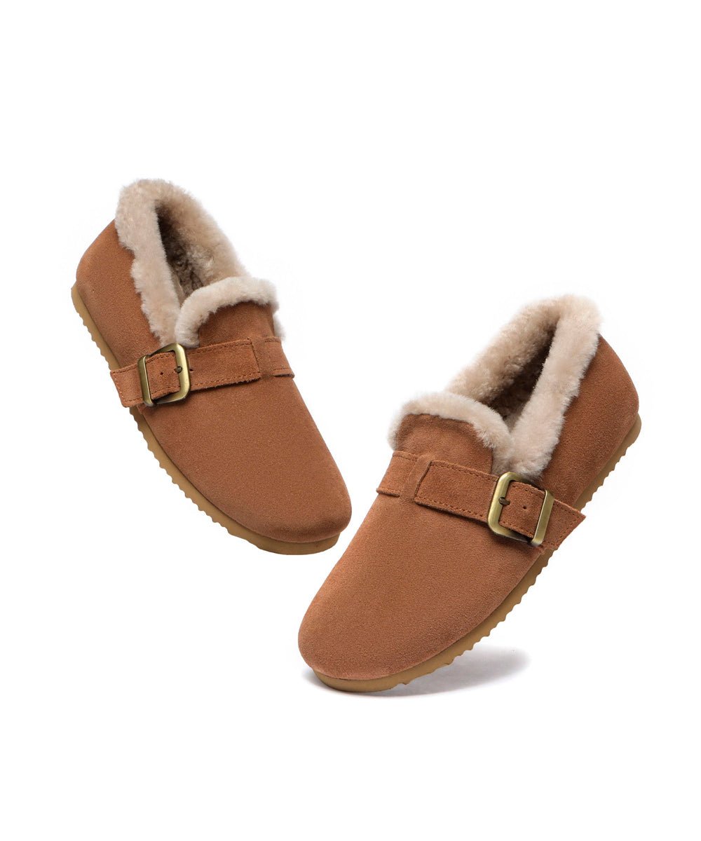 Women's UGG Monica Loafers - Comfortable Suede Slip-On Shoes with Sheepskin Lining for Casual Wear, Office & Travel