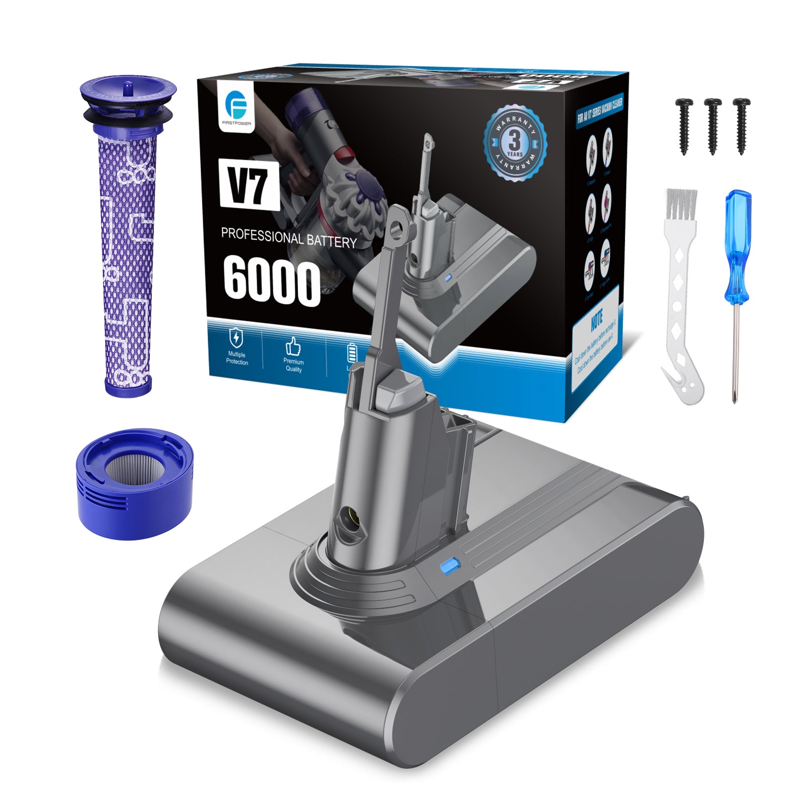 Dyson V7 Battery Replacement 4500mAh High Capacity with Tools - Compatible with Dyson V7 Cordless Vacuum Cleaners for Home Cleaning and Pet Hair Removal