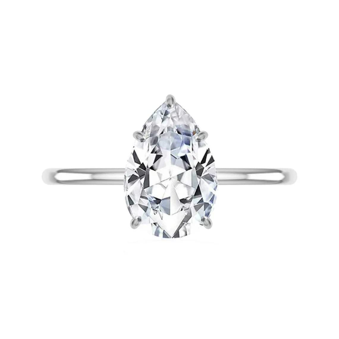3 CT Pear Moissanite Engagement Ring - Vintage Solitaire Wedding Band with 4-Prong Setting in Sterling Silver - Anniversary, Promise & Gift Jewelry for Women - Perfect for Proposals, Weddings & Special Occasions