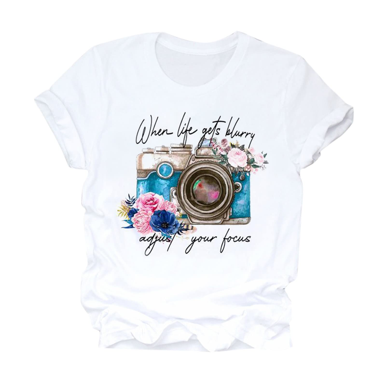 Women's Round Neck Short Sleeve Printed T-Shirt - Fashionable Versatile Casual Top for Women - Perfect for Everyday Wear, Office Outfits & Weekend Looks