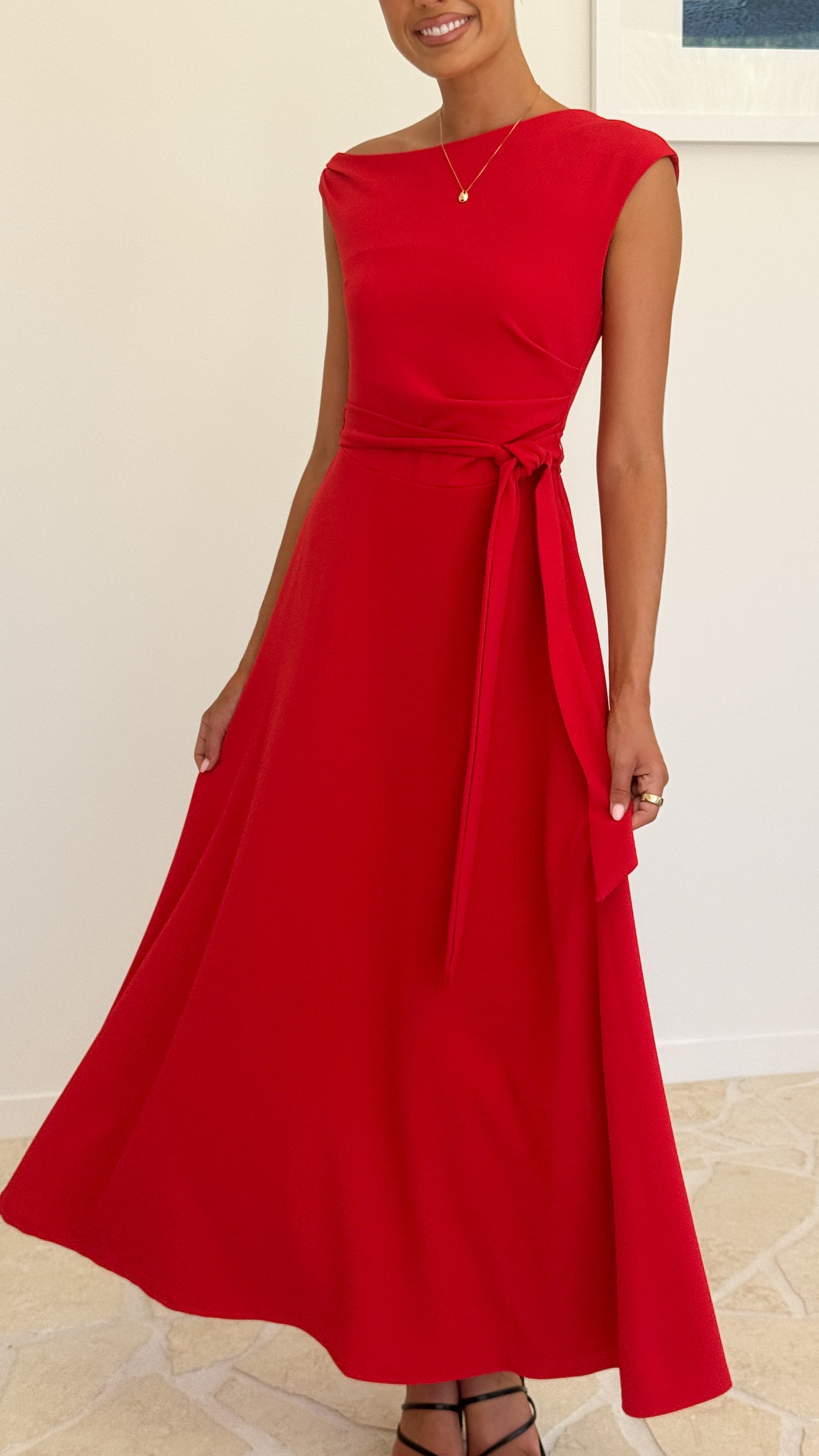 Gemma Maxi Dress - Elegant Red Flowy Long Dress for Women | Perfect for Summer, Beach, Parties & Special Occasions
