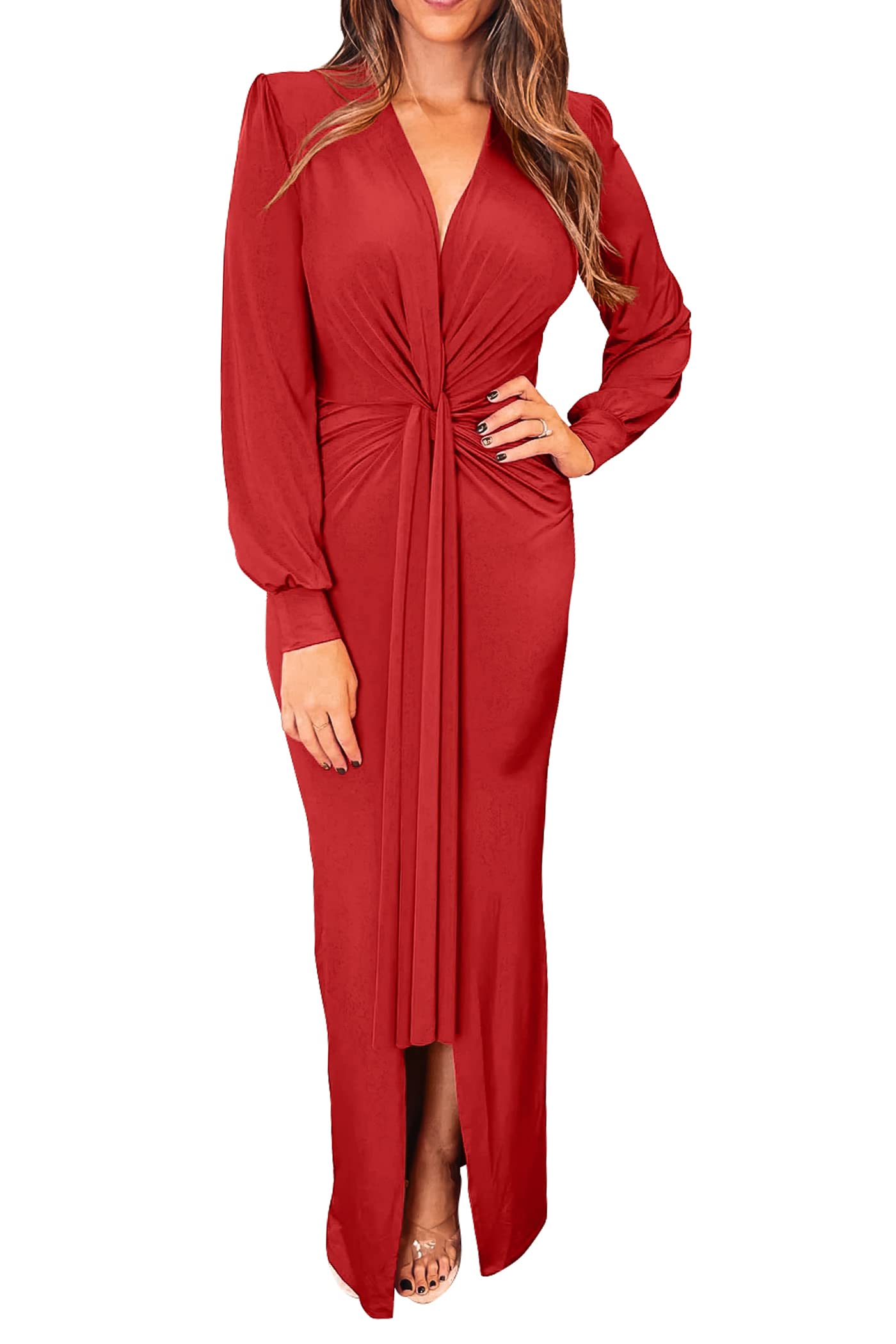 PRETTYGARDEN Women's Classic Red Dress Small Size - Elegant Flowy A-Line Summer Dress for Casual Wear, Date Night & Special Occasions