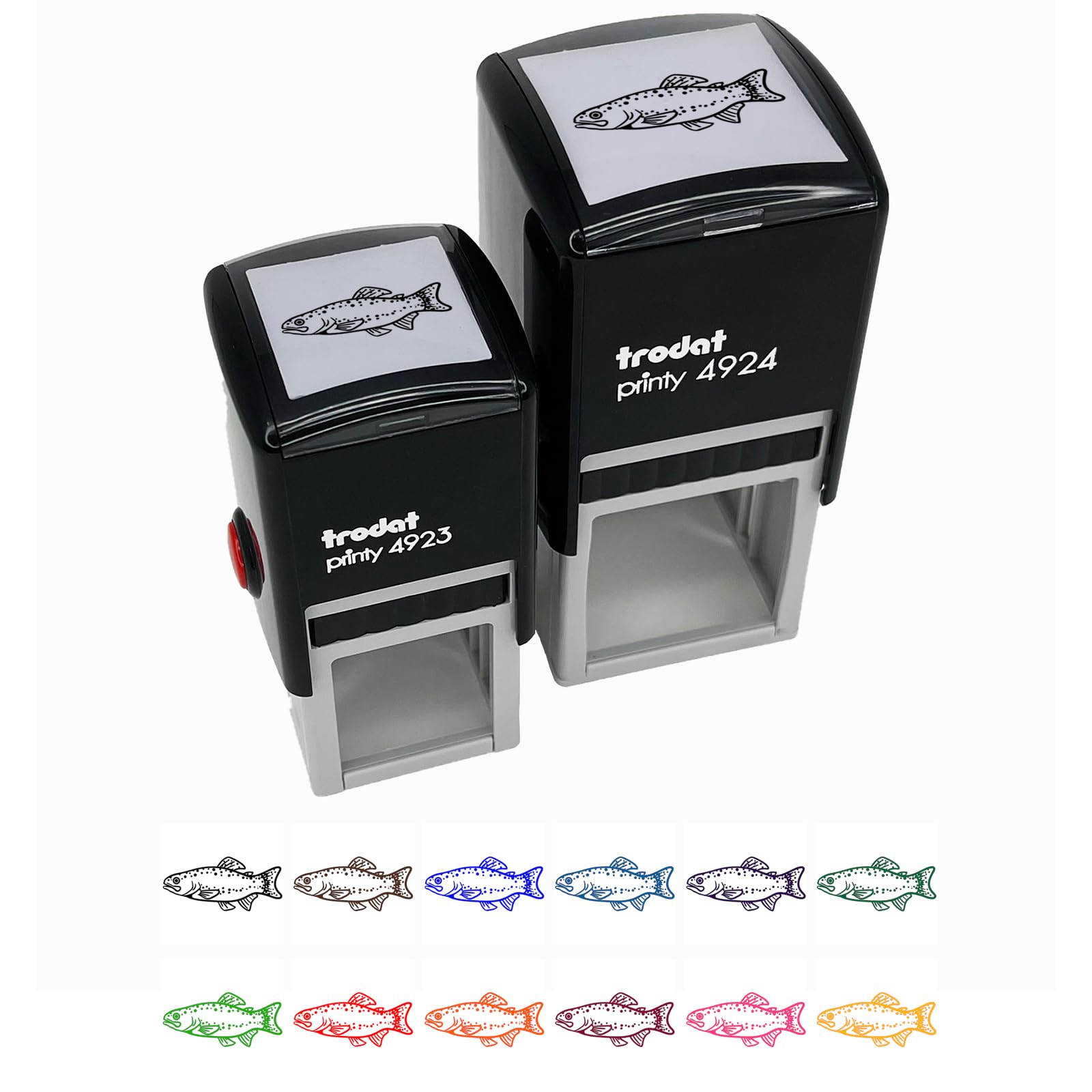 Rainbow Trout Fish with Spots Fishing Self-Inking Rubber Stamp - 1 Inch Small Black Ink Stamp for DIY Scrapbooking, Card Making & Craft Projects