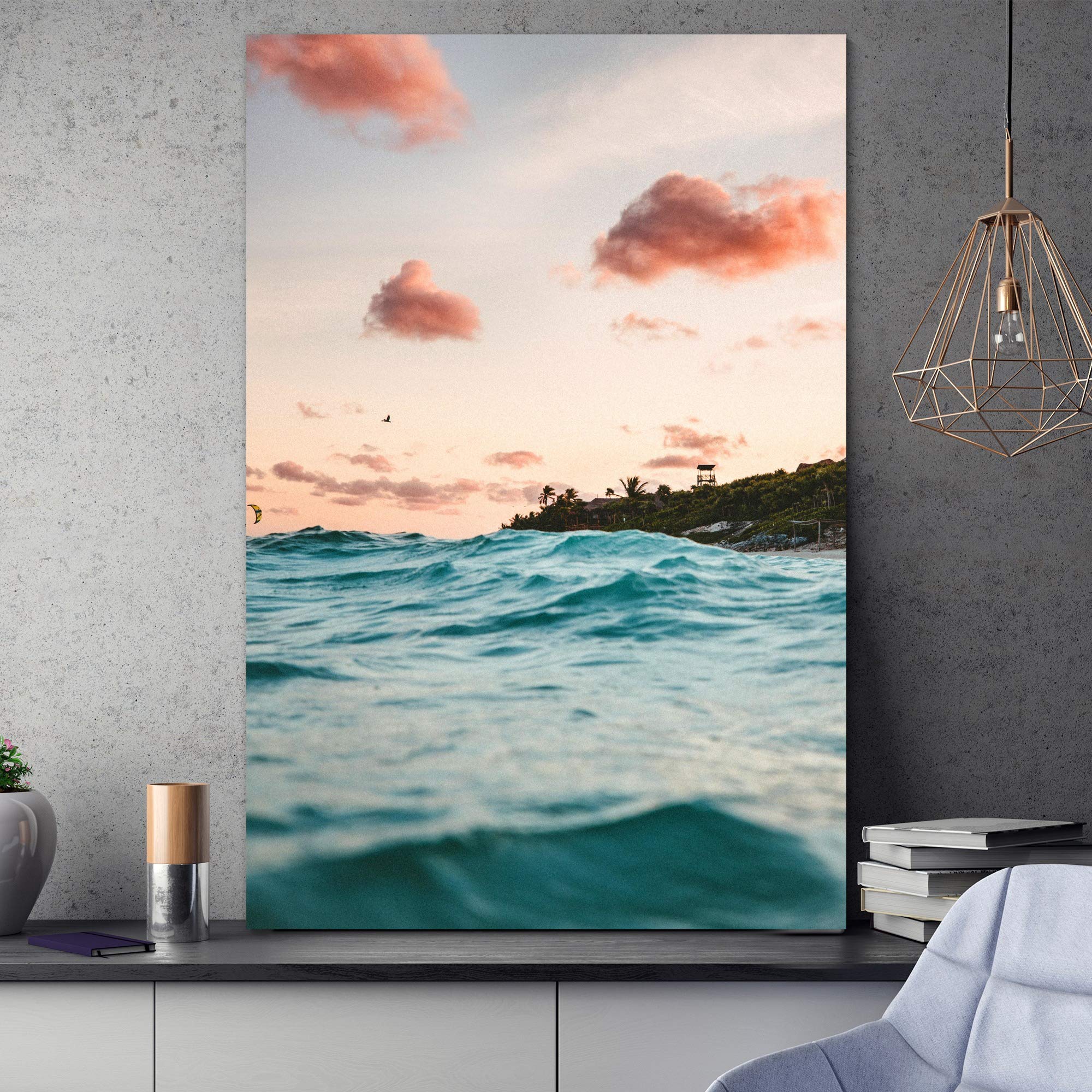 SIGNWIN Canvas Wall Art - Calm Seas Beach Photography, Blue Coastal Decor for Living Room, Bedroom, Office - 32x48 Inches - Perfect for Relaxation & Coastal Theme Interior Design