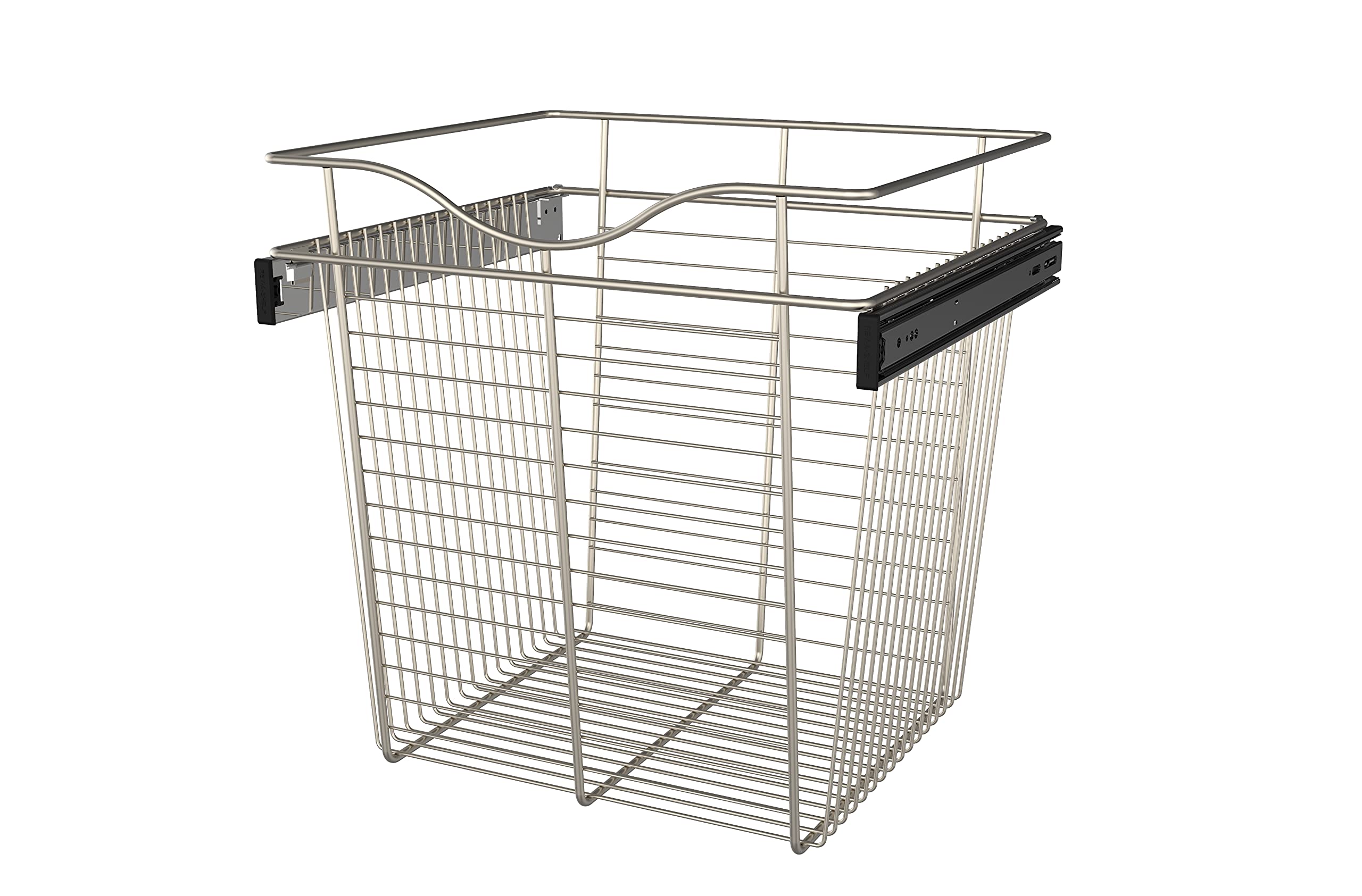 Rev-A-Shelf CB-181618SN-1 Satin Nickel Pull-Out Closet Basket - Space Saving Storage Organizer for Bedroom, Bathroom & Pantry Organization