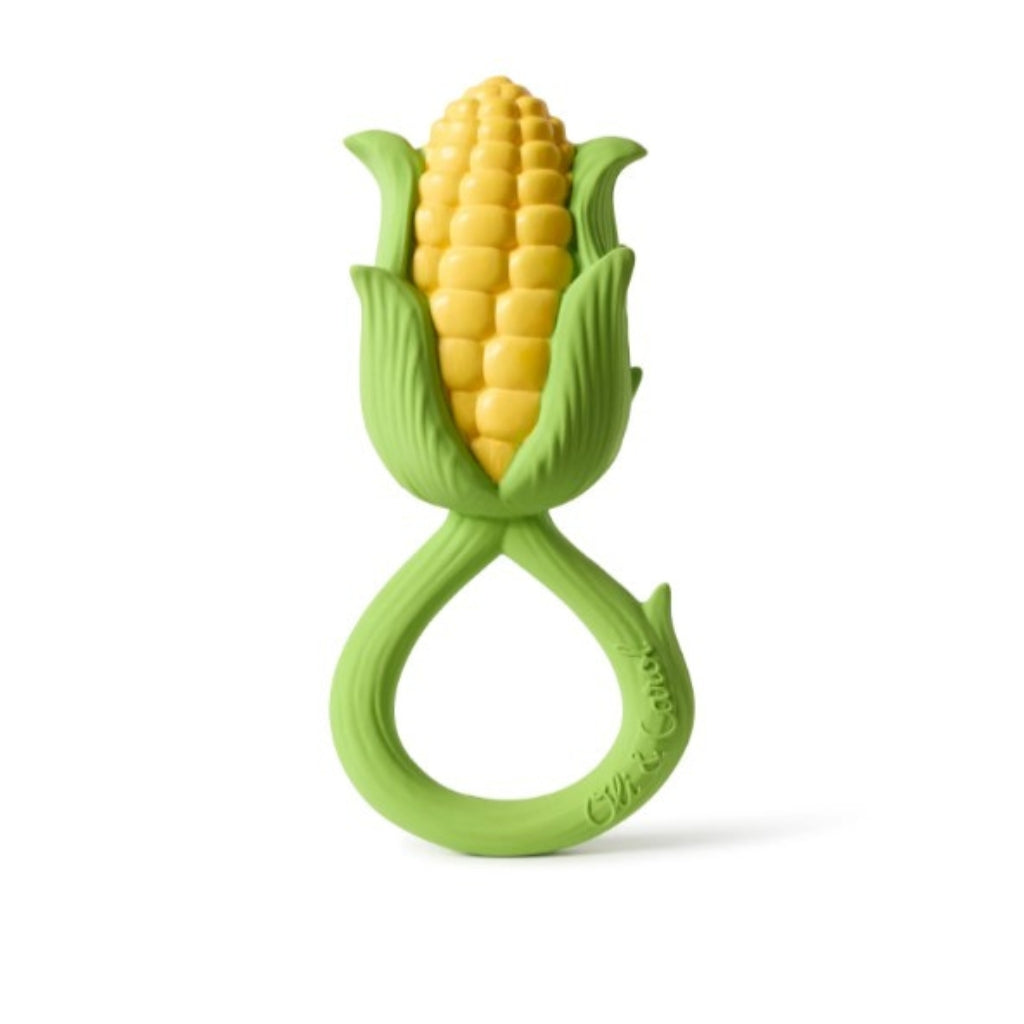 Oli & Carol Natural Rubber Fruit and Veg Rattle Toy - Safe Baby Teether for Newborns & Infants | Organic Sensory Learning Toy for Early Development | Perfect for Playtime, Teething Relief, and Baby Shower Gifts