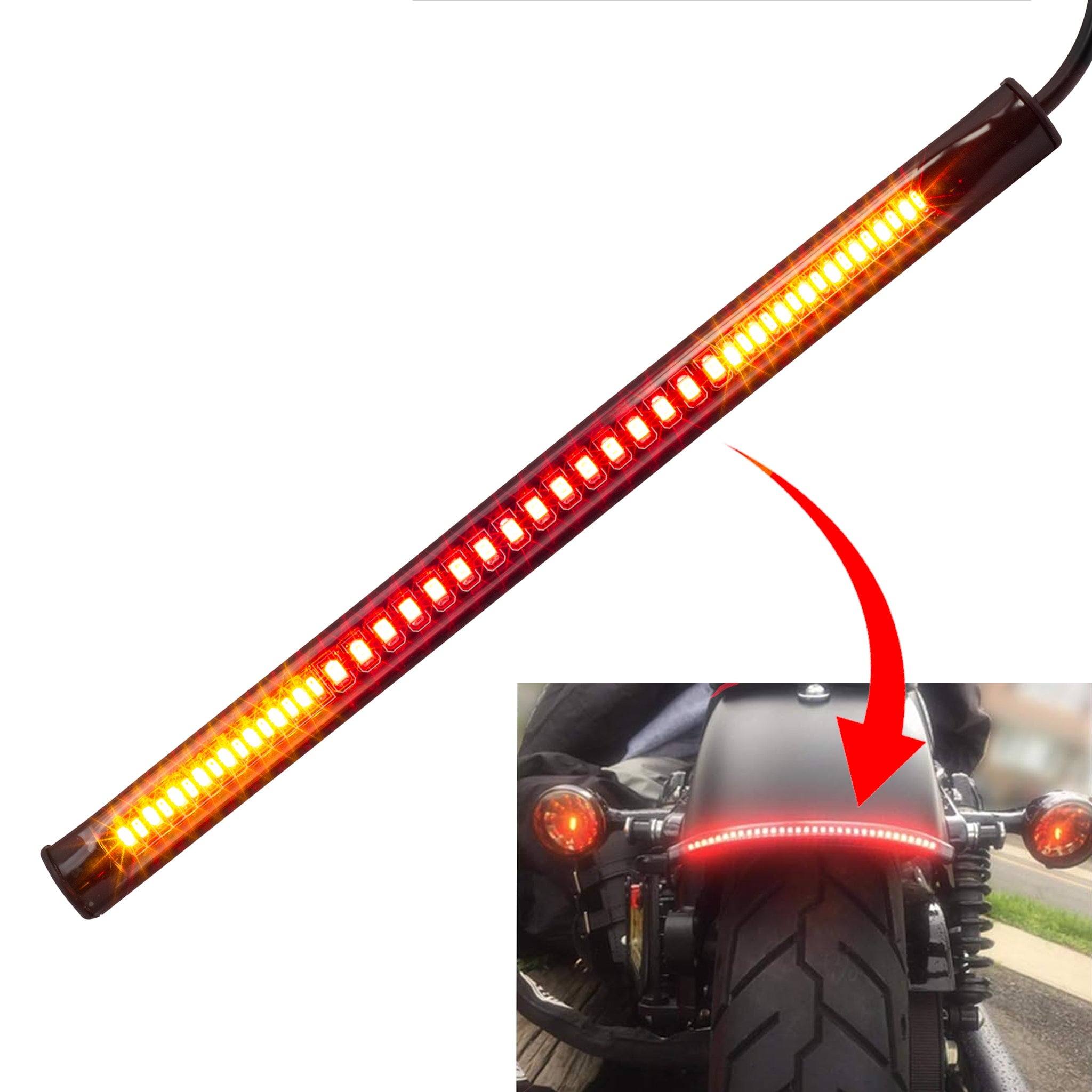 Eagle Lights LED Auxiliary Tail Light Upgrade Kit with Integrated Turn Signals - Waterproof Motorcycle Accessories for Harley, Honda, Yamaha - Perfect for Night Riding & Enhanced Safety