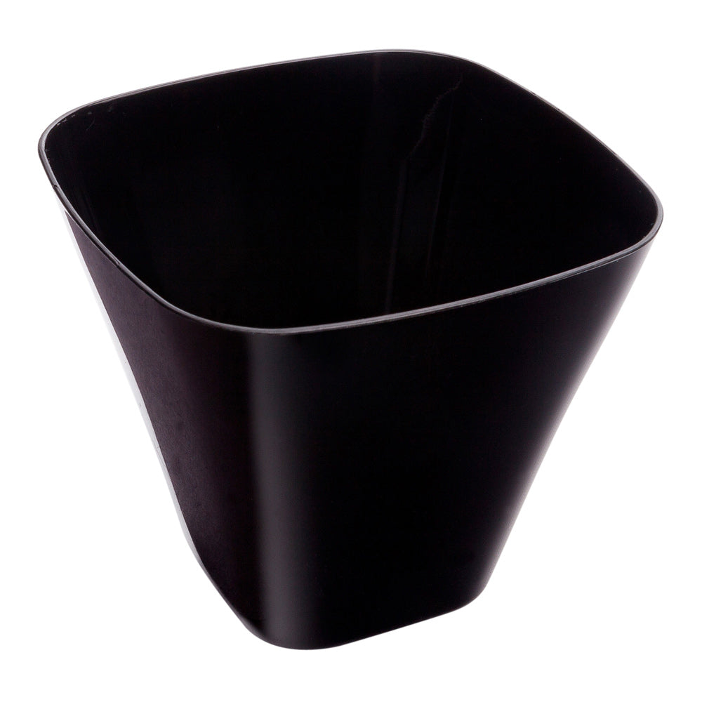 4 oz Square Black Plastic Tasting Cups - 2.5