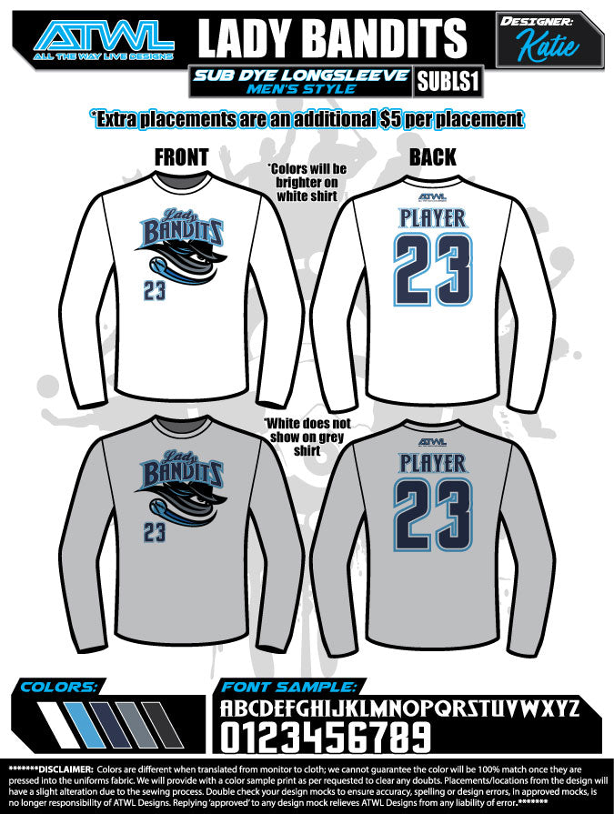 Lady Bandits Men's Long Sleeve Sublimation Dye Jersey - Breathable Athletic Shirt for Running, Gym & Outdoor Sports