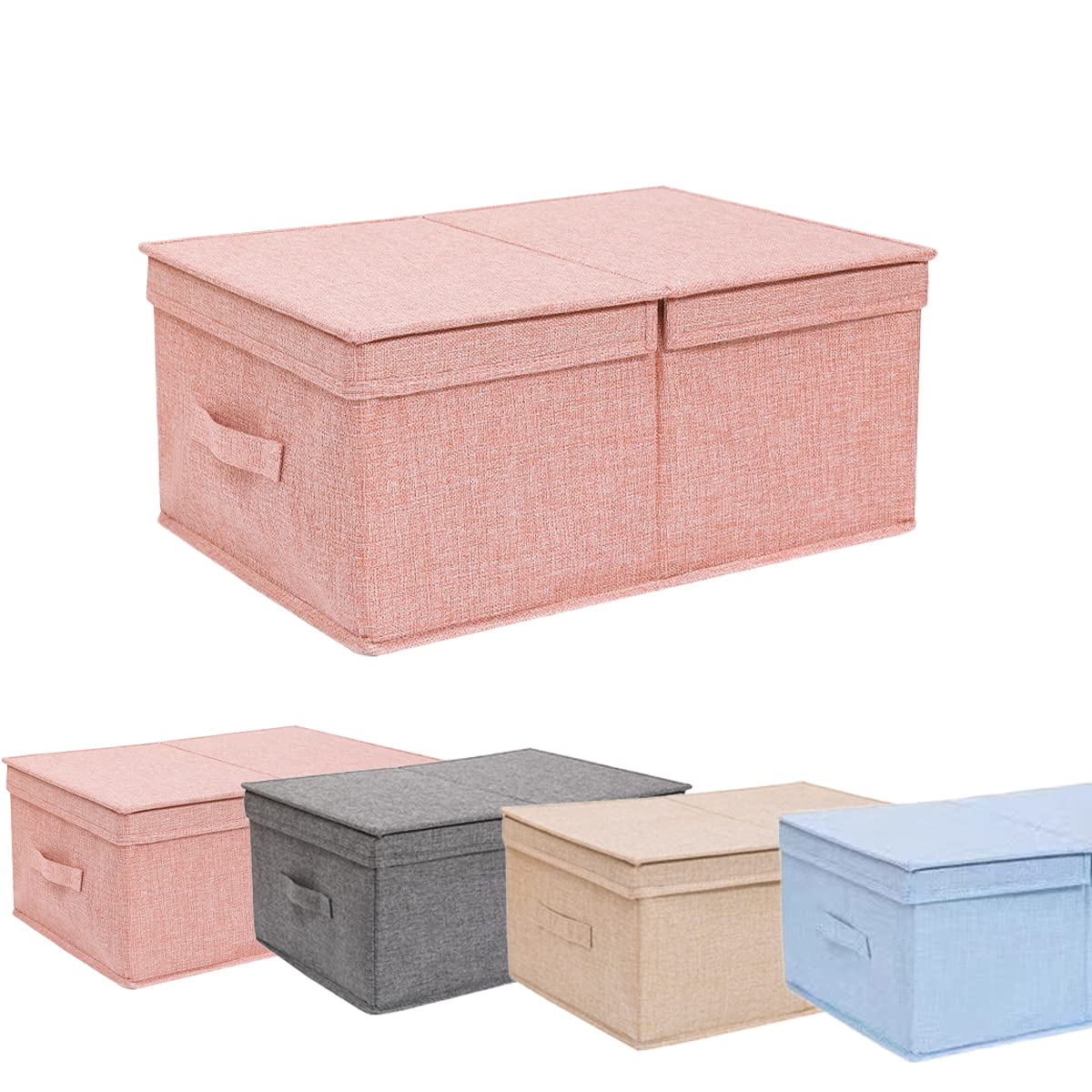 Foldable Fabric Storage Bins with Lids - 2 Pack Pink Large Closet Organizers for Shelves, Bedroom & Home Organization | Perfect for Clothes, Toys & Seasonal Storage