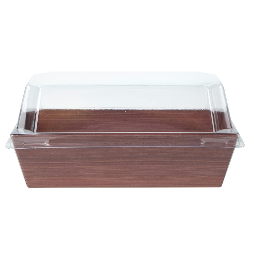 Restaurantware Matsuri Vision 4.7 x 2.5 x 1.4 Inch Disposable Sushi Trays - 100 Pack Greaseproof Wood Grain Paper Sushi Boxes for Appetizers, Desserts & Takeout - Lids Sold Separately | Perfect for Restaurants, Catering & Home Sushi Parties