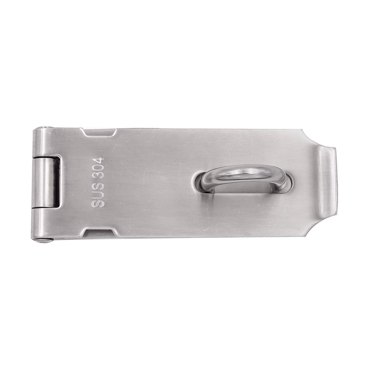 KINJOEK 4 Pack 4 Inch Stainless Steel Door Locks Hasp Latch - 2mm Extra Thick Brushed Security Gate Bolt Clasp with Mounting Screws - Ideal for Doors, Sheds, Cabinets & Outdoor Security