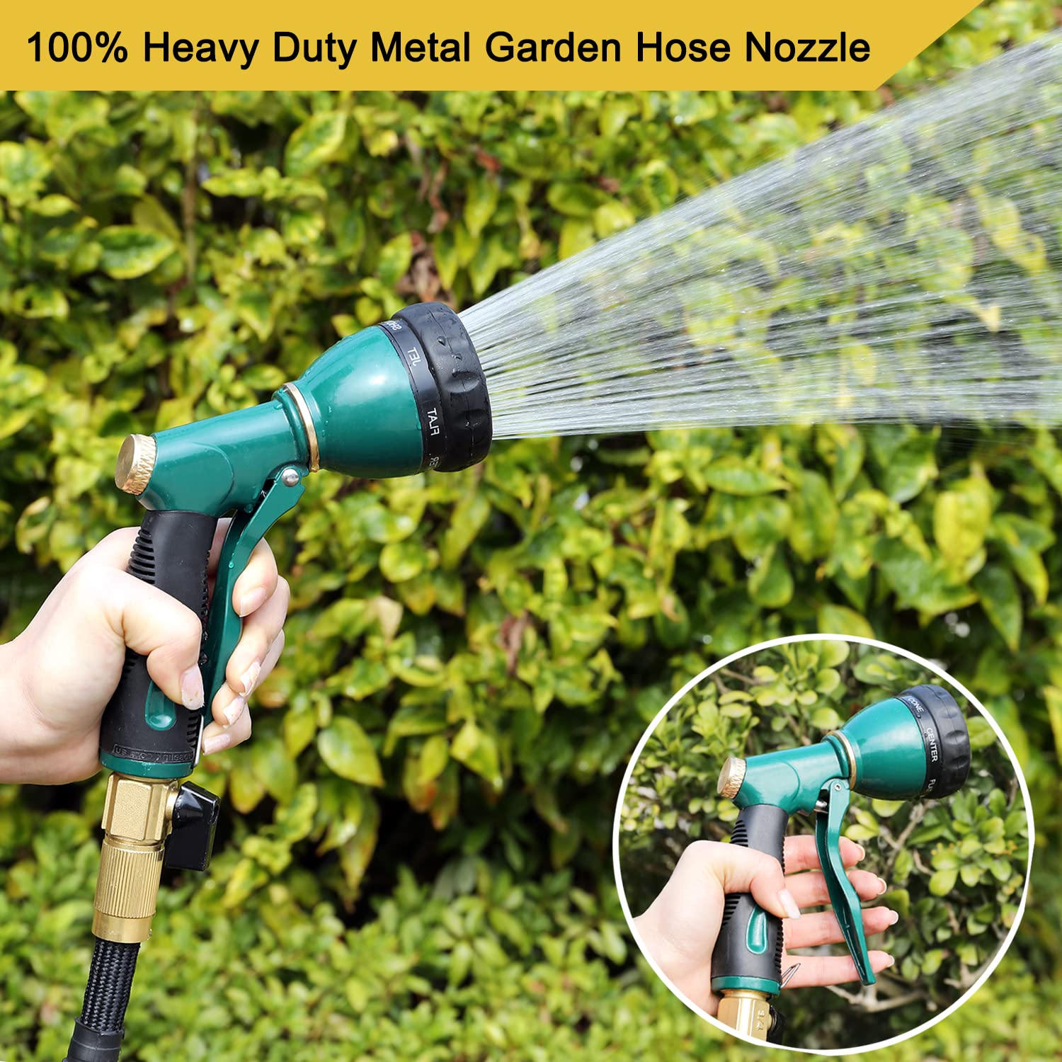 FANHAO Heavy Duty Garden Hose Nozzle & Tool Set - 8-Piece Outdoor Watering Kit with Spray Nozzle, Pruner, Trowel for Lawn, Garden, Flower Beds - Perfect for Watering Plants, Landscaping, Home Gardening