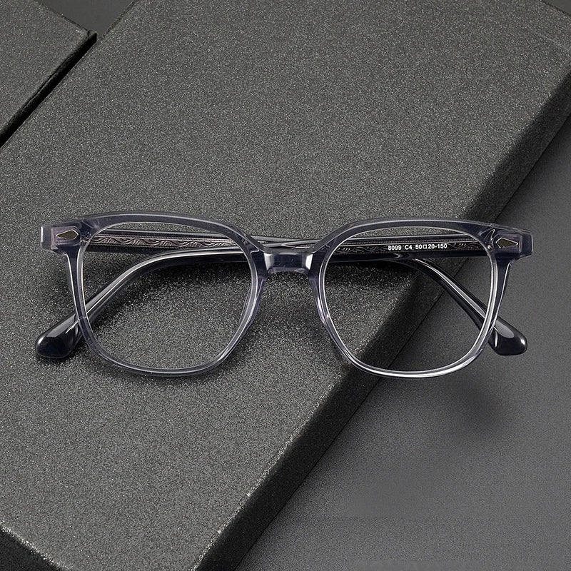 Stylish Black Unisex Square Acetate Eyeglasses Frame 8099 - Perfect for Work, Reading & Fashion Accessories