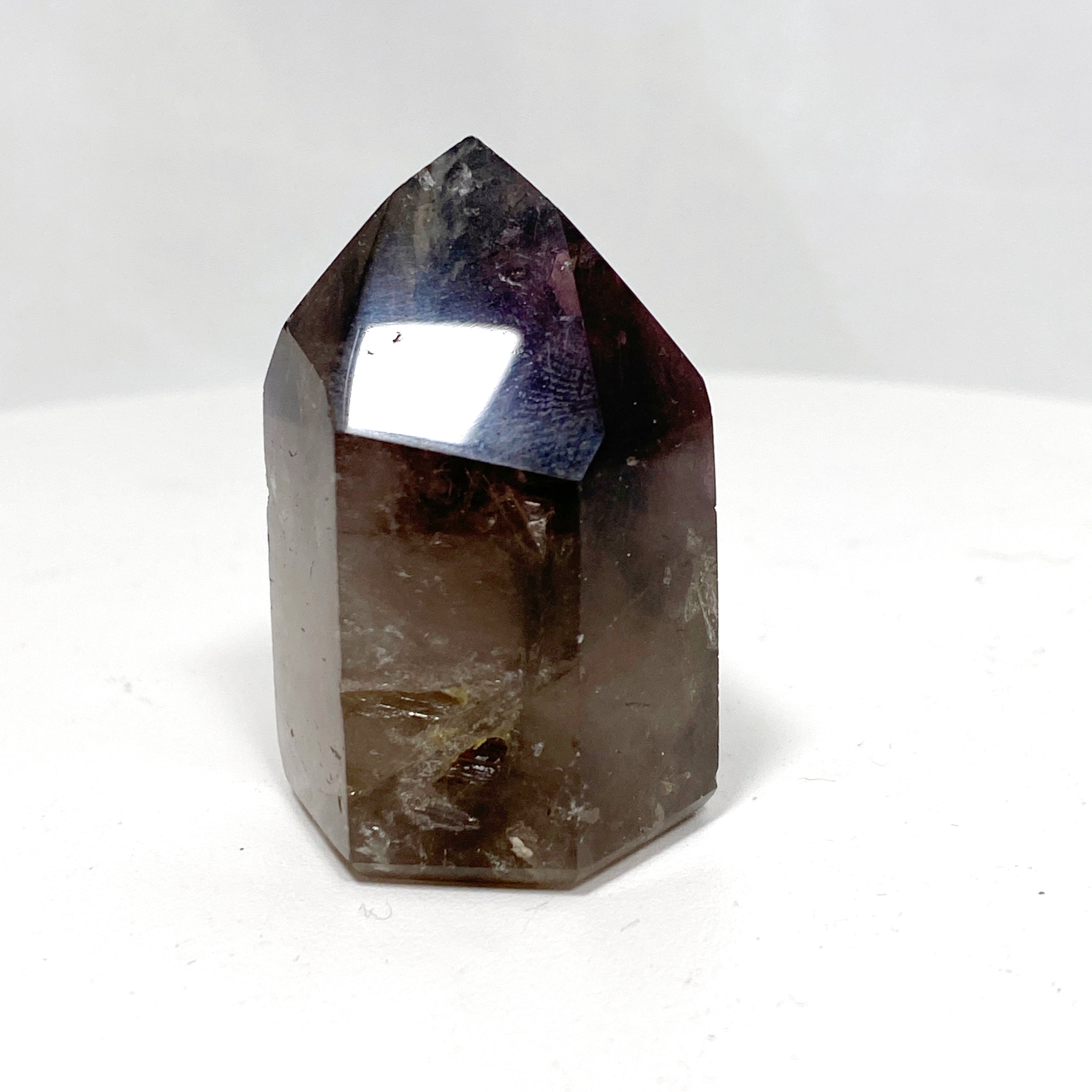 Natural Smokey Amethyst & Clear Quartz Crystal Point - Healing Stone CR3449 for Meditation, Reiki, and Home Decor