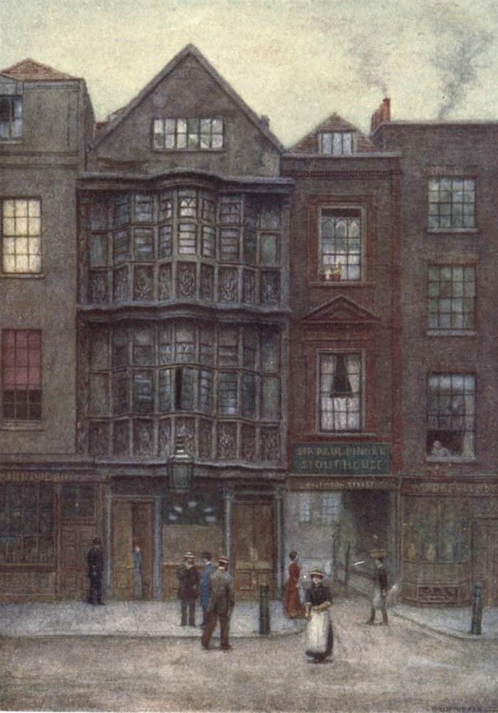 London Vanished & Vanishing 1905 Sir Paul Pindar's House Bishopsgate Vintage Poster Print by Philip Norman - 24x36 Inches - Historic London Wall Art for Home, Office & Classroom Decor