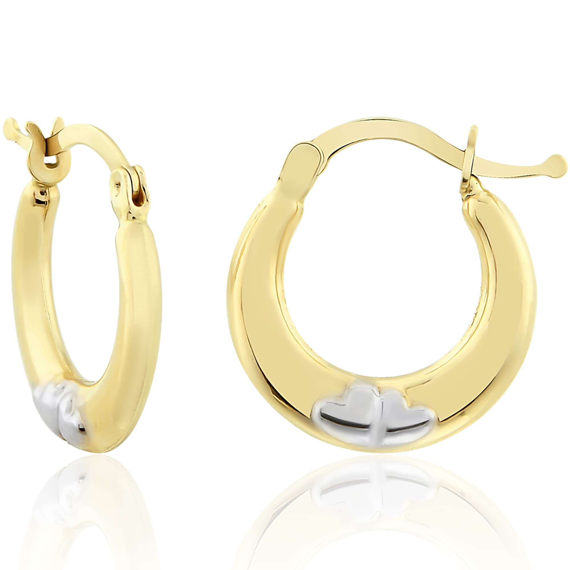 10K & 14K Real Gold Heart Huggie Earrings for Women - Dainty Yellow & White Gold Hoop Earrings | Lightweight Everyday Jewelry Gift for Her, Valentine's Day, Anniversary & Special Occasions