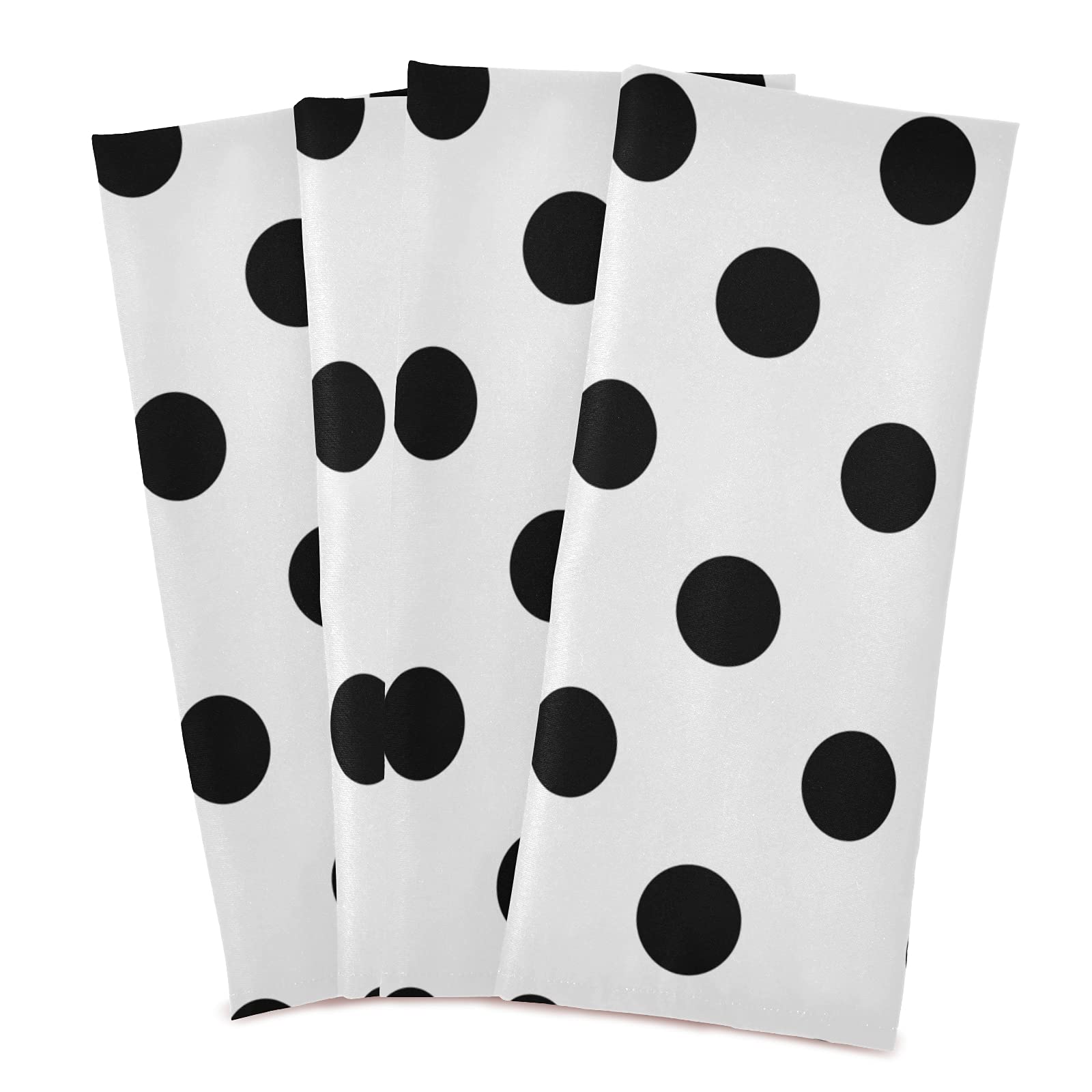 Susiyo Super Soft Absorbent Kitchen Dish Towels Set of 4 - Black and White Polka Dot Microfiber Polyester Dish Cloths (28x18 Inch) | Decorative Tea Towels for Drying Dishes, Cleaning Countertops & Stylish Kitchen Decor