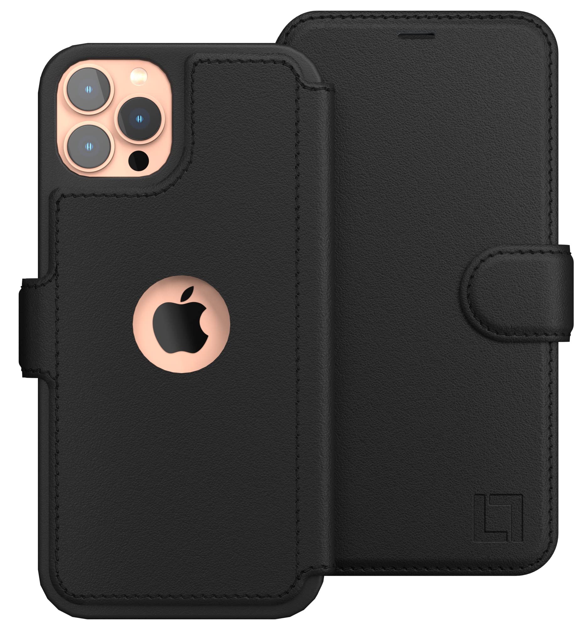 LUPA Slim iPhone 11 Pro Wallet Case with Credit Card Holder - Genuine Faux Leather Flip Cover for iPhone 11 Pro - Stylish & Functional Phone Purse for Men & Women (Black) - Perfect for Everyday Use, Travel & Business Meetings
