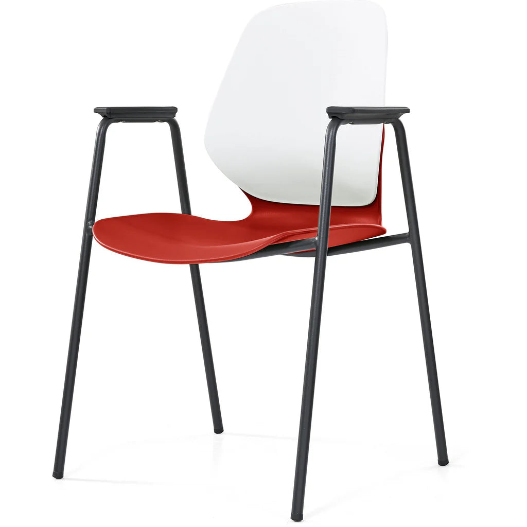 KALEIDO 4-Leg Stool with Arms - Modern Accent Chair for Living Room, Bedroom, or Office - Perfect for Relaxing, Reading, and Extra Seating