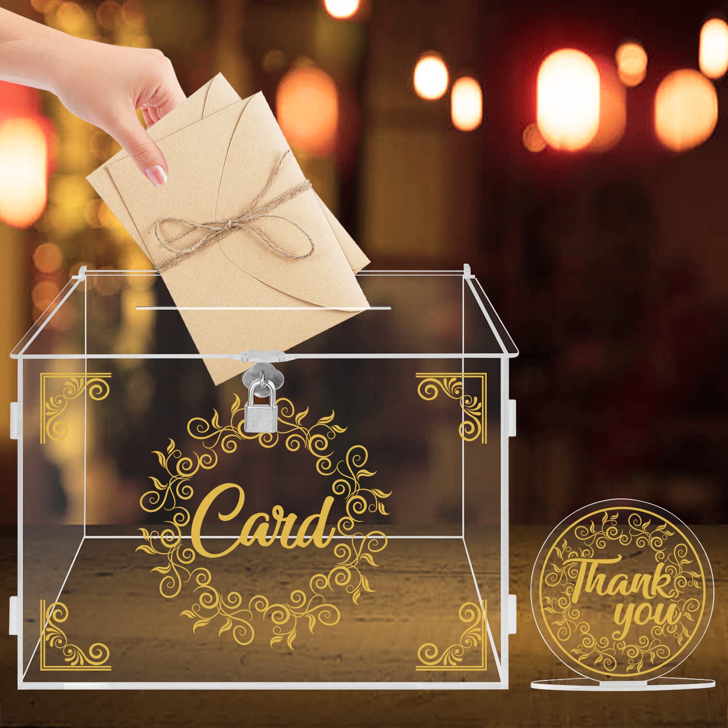 Ywlake Clear Acrylic Wedding Card Box with Lock & Slot - Secure Money Gift Holder for Wedding, Anniversary, Birthday Party & Baby Shower - Perfect for Reception Guest Cards & Cash Gifts (Transparent)
