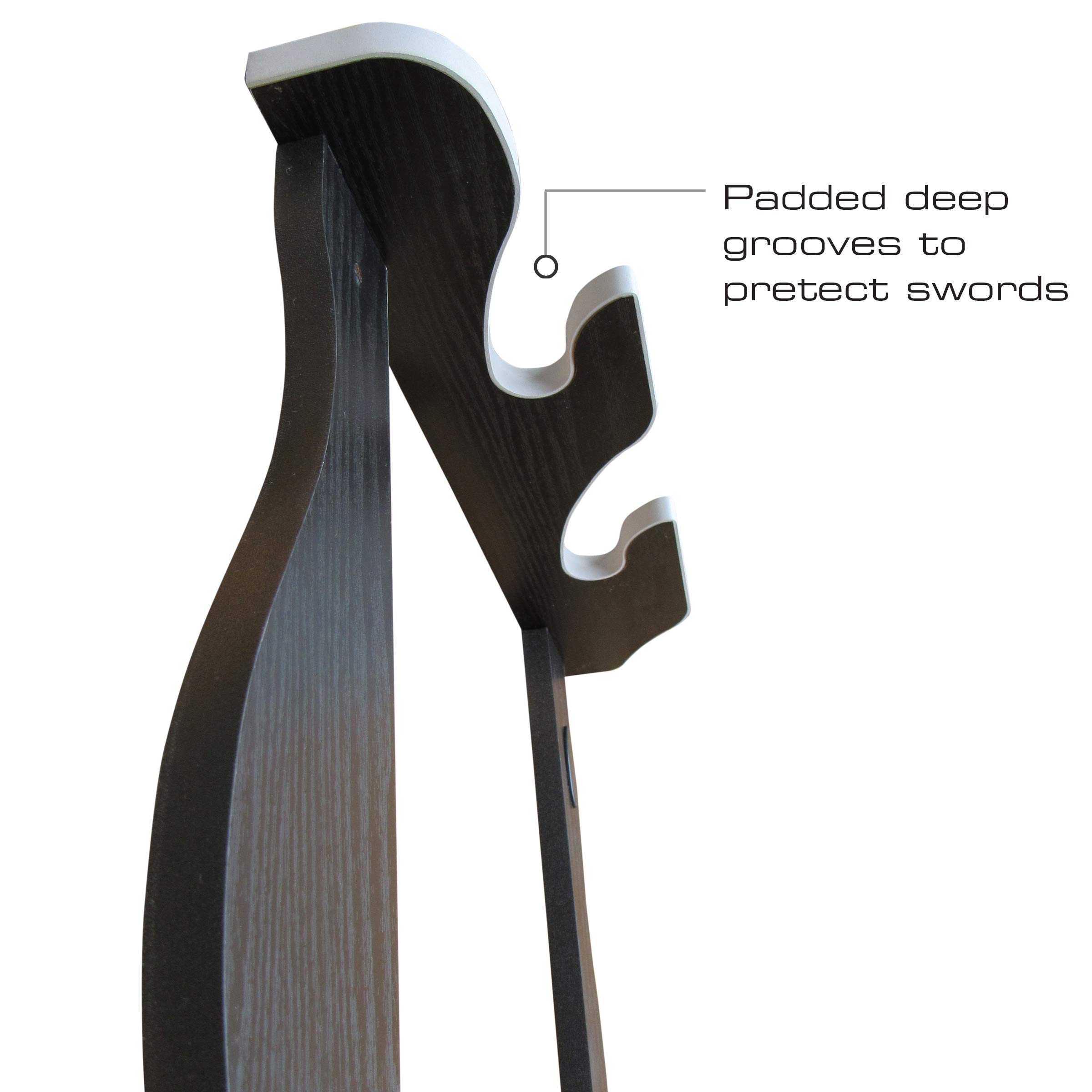 Rush Creek Creations Black Wall Mount Katana Sword Display Rack - Easy Assembly for Martial Arts & Samurai Sword Collection | Perfect for Dojo, Home Decor, and Weapon Storage