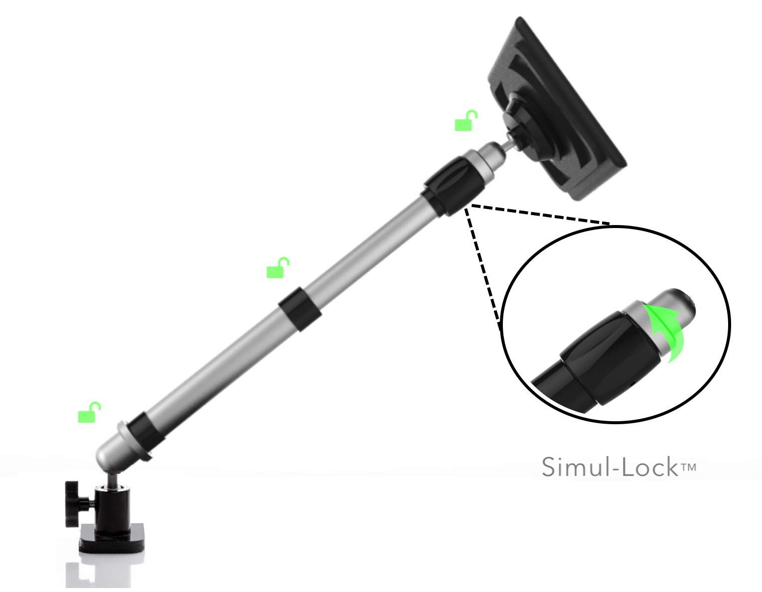 ZMC Industrial Universal Tablet Stand with C-Clamp Mounting Base - Adjustable Phone & iPad Holder for Desk, Kitchen, Office, and Workshop Use