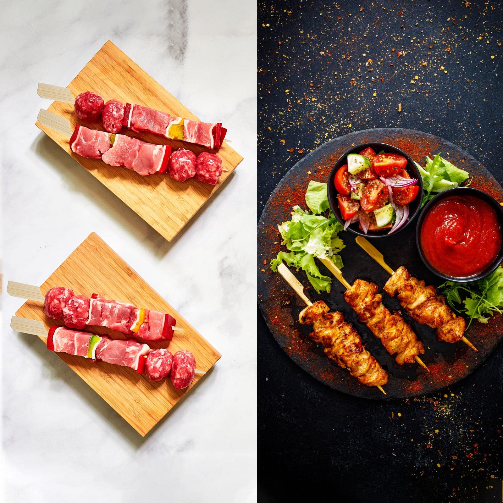 200 PCS 4.7 Inch Bamboo Skewers - Wooden Appetizer Picks for Cocktails, Fruit Kabobs, BBQ Snacks, Sandwiches & Party Food - Perfect for Grilling, Picnics & Entertaining (4.7