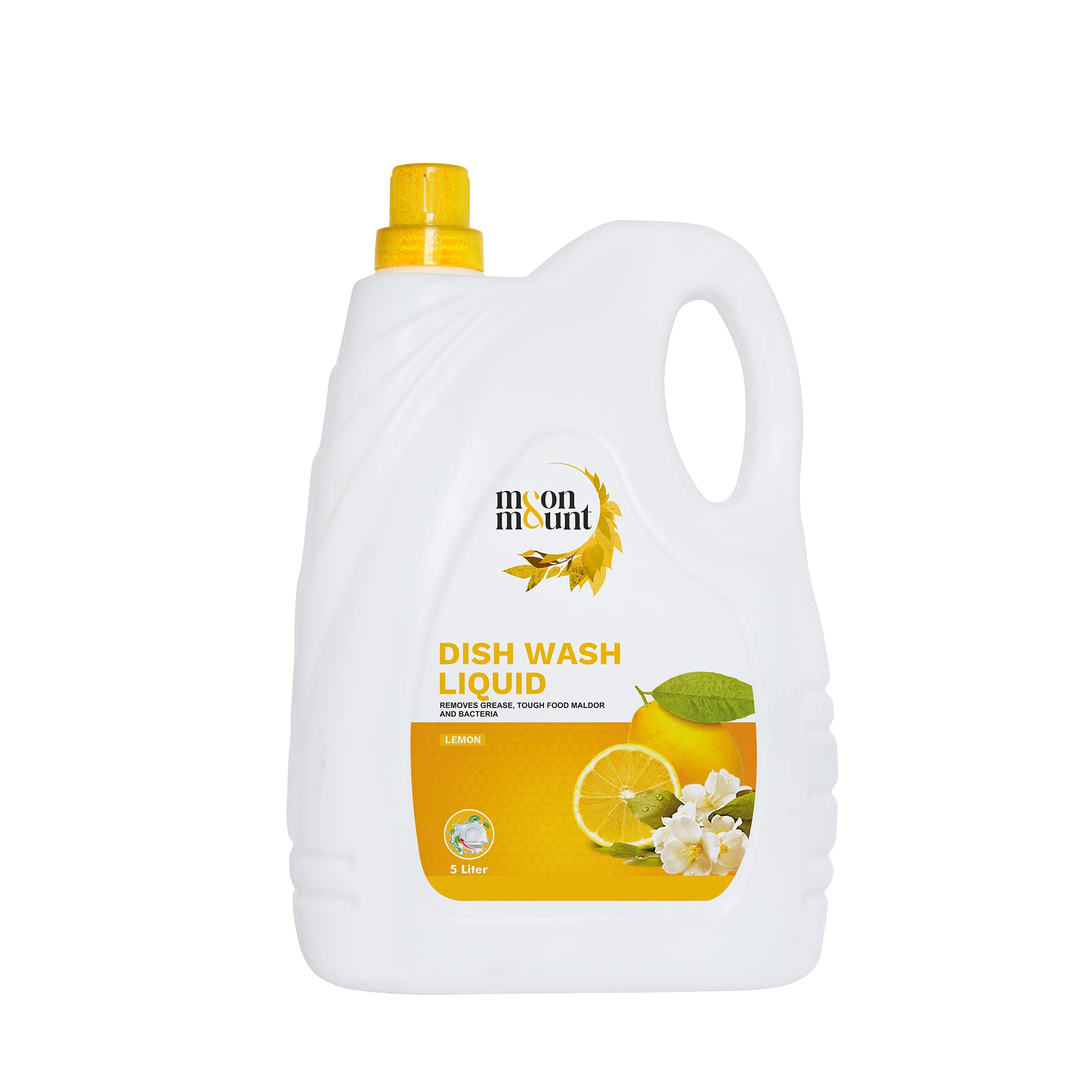 Moon & Mount Dishwashing Liquid Gel - 5L Refill with Lime & Basil Fragrance | Residue-Free | Lemon Scented | Perfect for Kitchen, Restaurant & Commercial Use