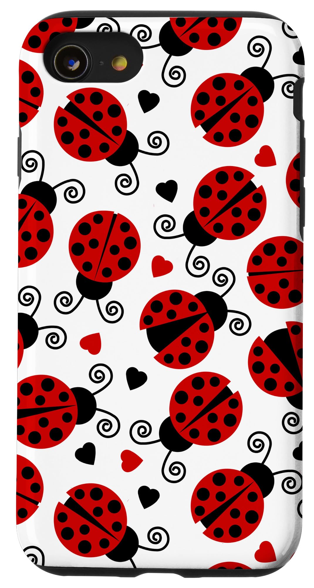 Premium Ladybugs & Hearts Phone Case for iPhone SE (2020) / 7 / 8 - Cute Protective Cover with Slim Fit - Perfect for Everyday Use, Gifts & Spring Fashion Accessories