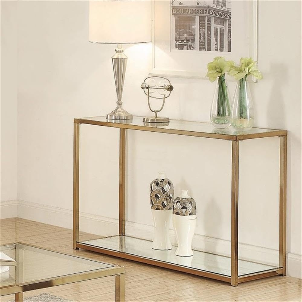 Coaster Furniture Sofa Table with Mirror Shelf - Chocolate Chrome Finish 705239 | Elegant Console Table for Living Room, Entryway & Bedroom Decor