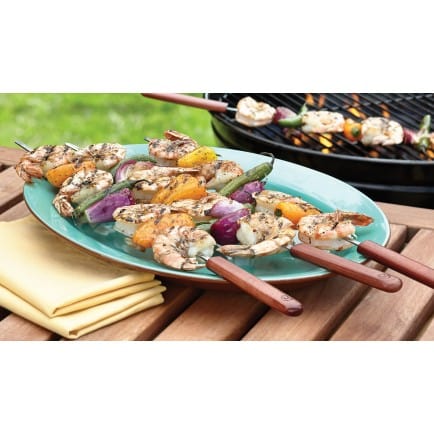 Premium Stainless Steel Skewers Set of 4 - 12 Inch Metal Kabob Sticks for Grilling BBQ, Shish Kebabs, Vegetables & Meat - Perfect for Outdoor Cooking, Camping & Backyard Parties