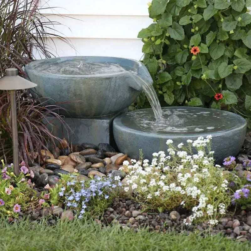 Spillway Bowl & Basin Fountain Kit - Patina Finish - 49/52cm Diameter - Perfect for Garden, Patio, and Outdoor Water Features