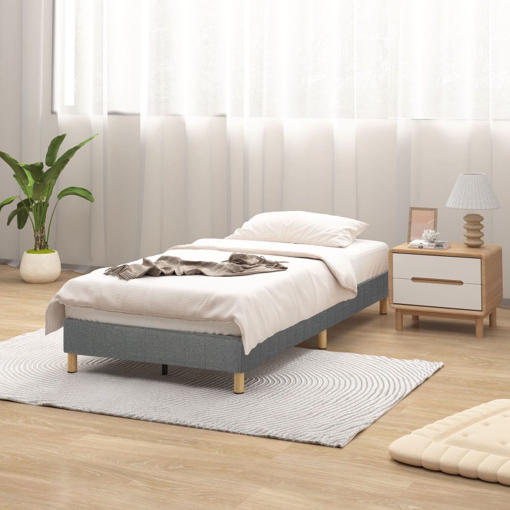 Sturdy Double Metal Bed Frame with Mattress Foundation - Dark Grey | Heavy Duty Support for Queen/King Size Beds | Perfect for Master Bedrooms, Guest Rooms & Dormitories