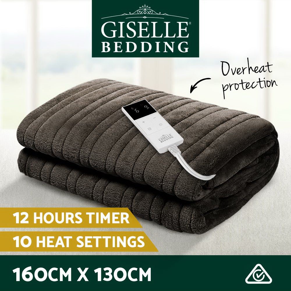 Electric Heated Throw Blanket - Ultra Soft & Cozy Chocolate Brown Flannel - Perfect for Winter Nights, Office, and Travel Use