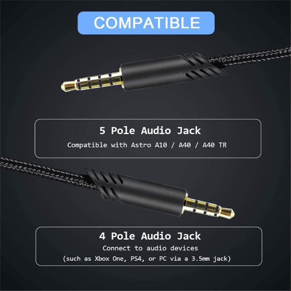 Replacement Volume Control Cable for Astro A10 A40 A40TR Headsets - Inline Mute Cable for Xbox One PS4 PS5 Gaming Headsets & Controllers - 6.5m Audio Extension Cable - Perfect for Gaming, Streaming & Home Theater Setups