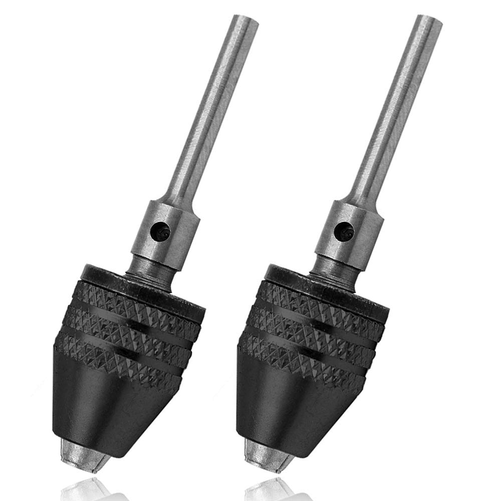 2Pcs Mini Keyless 3 Jaw Drill Chuck Adapter - Quick Change Collet Converter for Electric Grinder & Engraving Machine | 3mm Round Shank, 0.3-3.4mm | Perfect for DIY Projects, Woodworking & Metalworking