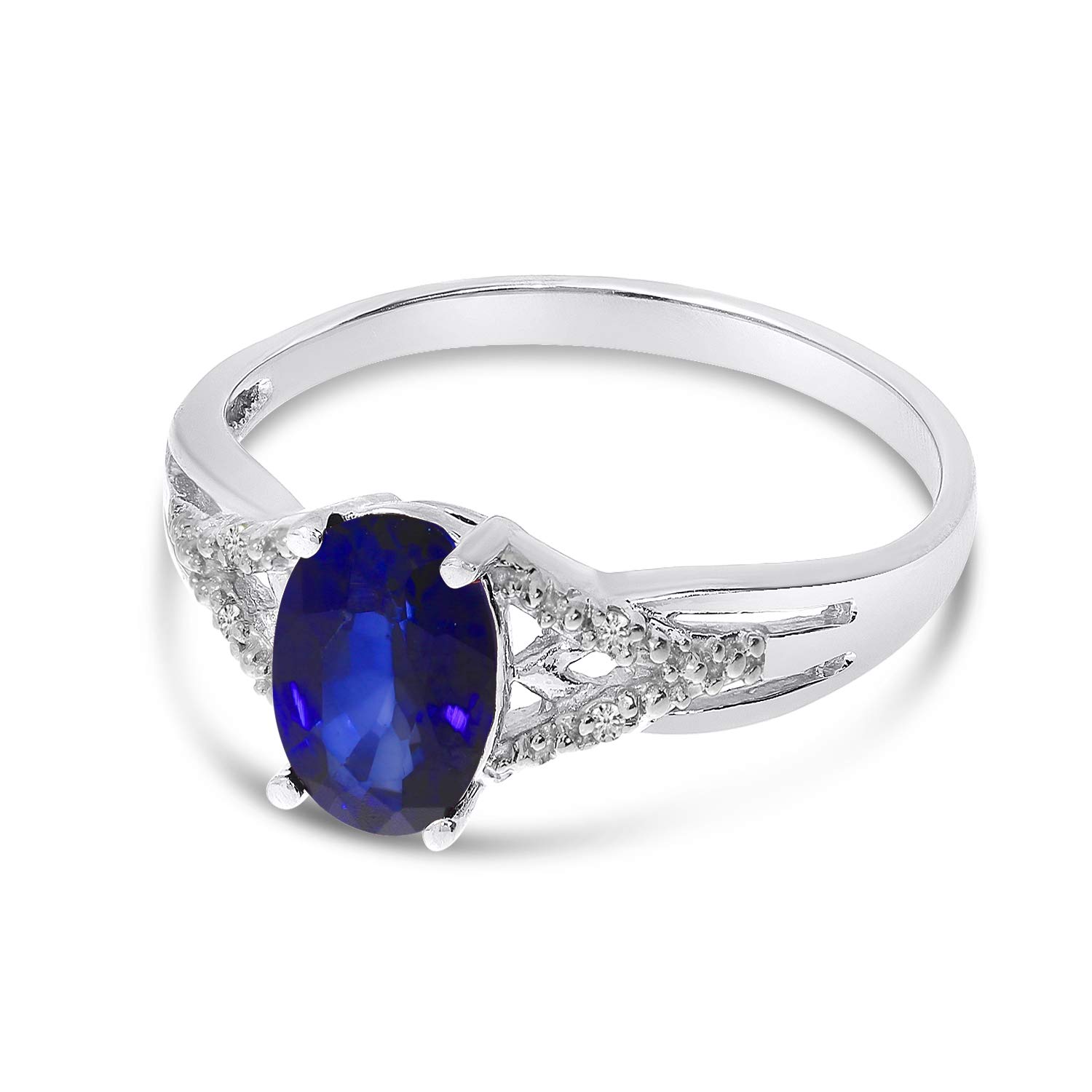 10K White Gold Sapphire and Diamond Ring for Women | Elegant Engagement, Wedding, Anniversary Gift | Perfect for Special Occasions & Everyday Luxury