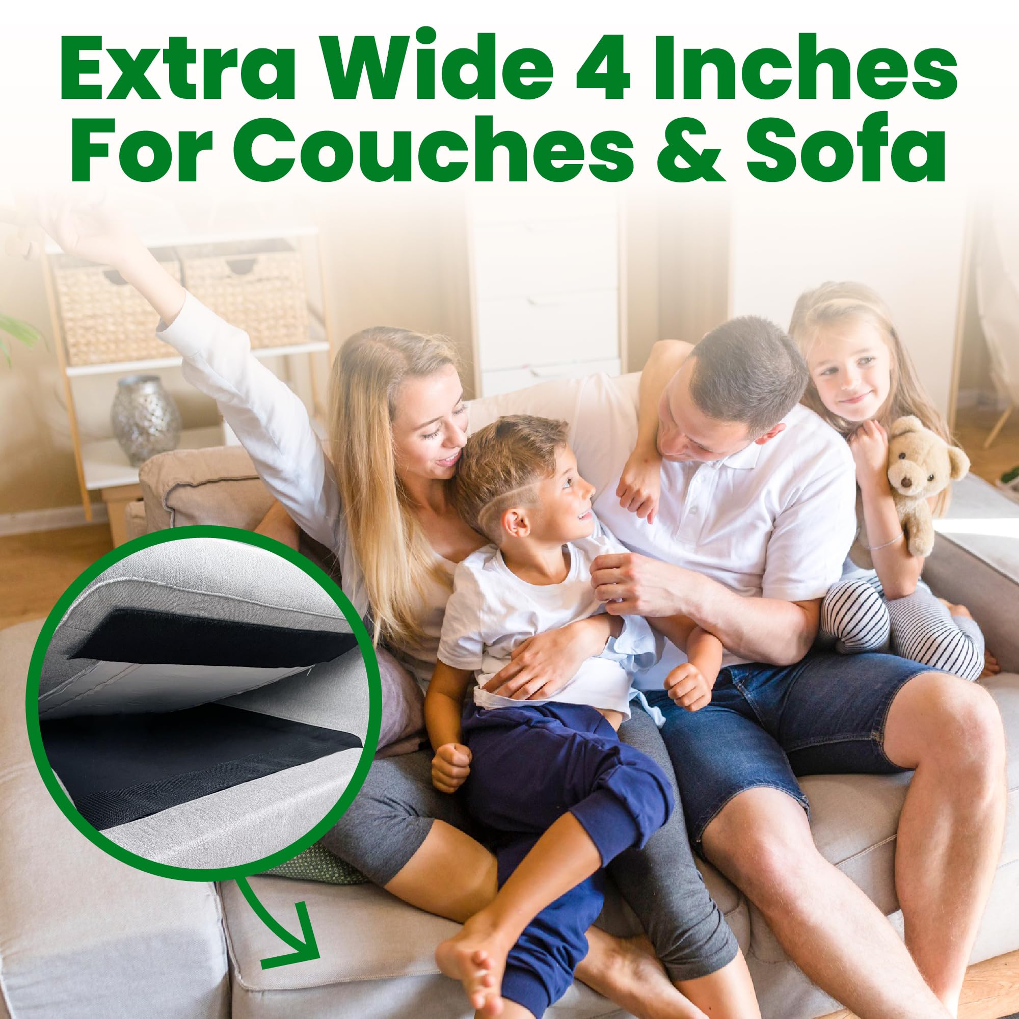 ECOHomes Heavy Duty 4 Inch x 6.5 FT Non-Slip Adhesive Hook and Loop Tape Roll - Black Sofa Cushion Gripper to Prevent Sliding for Couches, Outdoor Furniture, and Home Decor | Perfect for Securing Loose Cushions on Sectionals, Recliners, and Patio Chairs