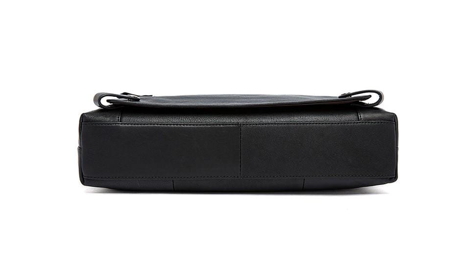 Premium Black Leather Messenger Bag for Men & Women - Stylish Laptop Briefcase for Work, Travel & Business (Fits 15.6