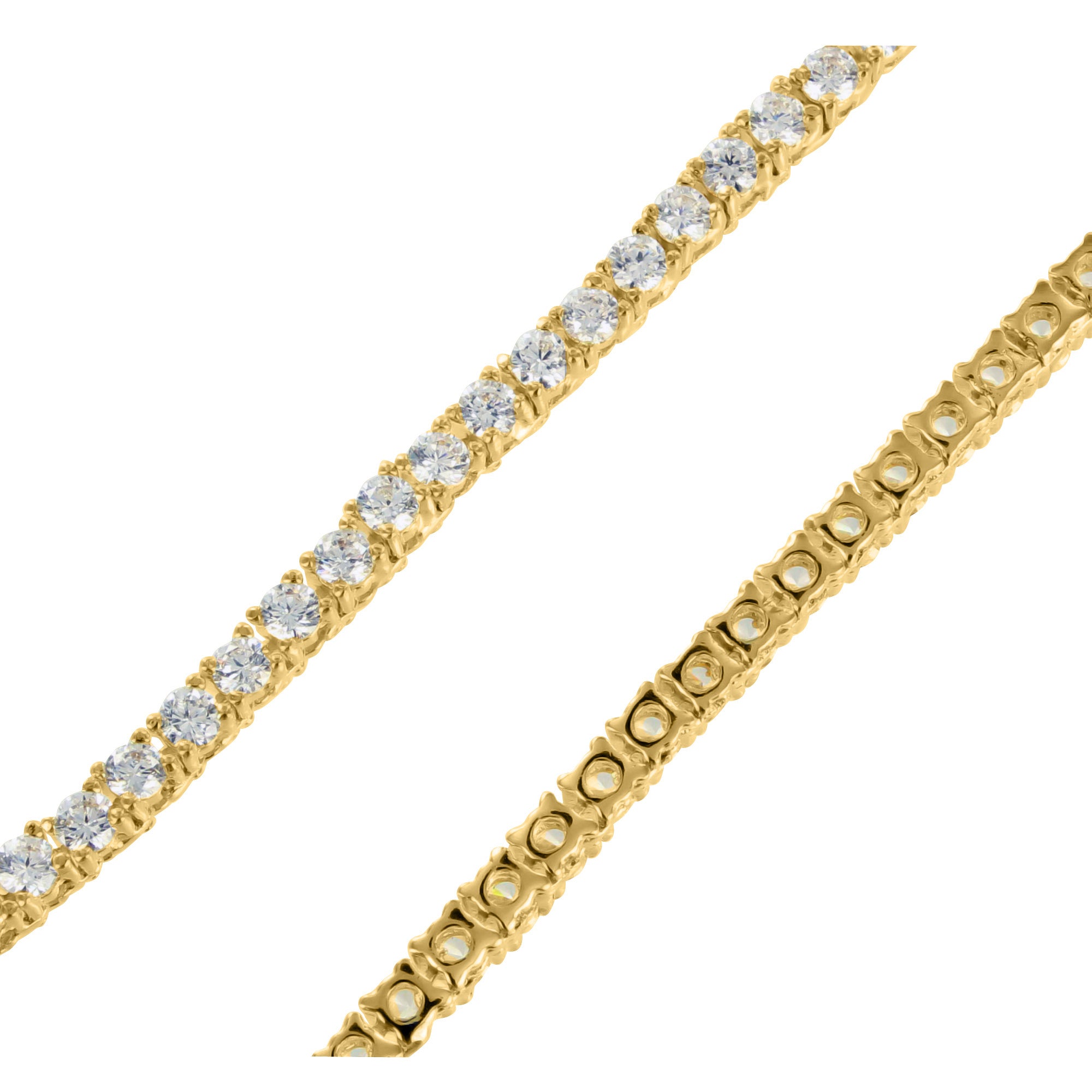 14K Yellow Gold Plated Lab Diamond Tennis Bracelet for Men - 925 Sterling Silver Chain - Perfect for Gifts, Weddings & Special Occasions