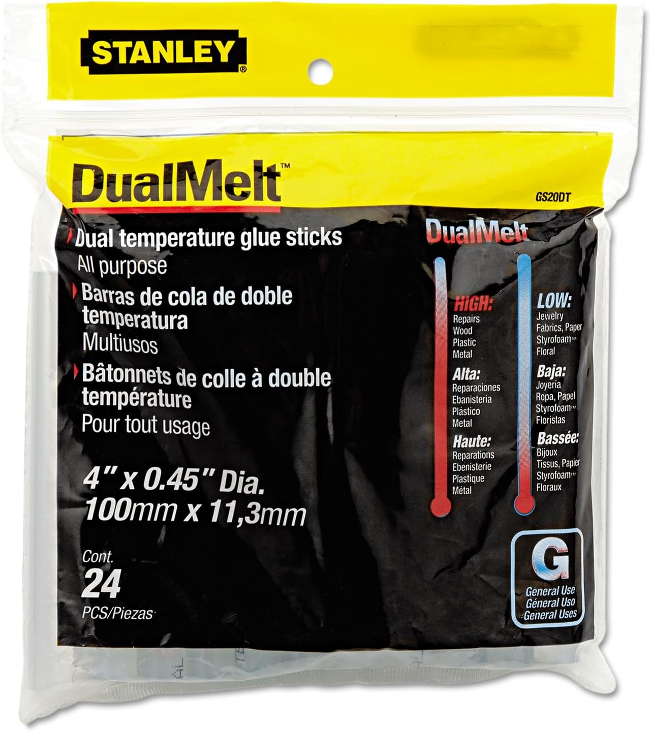 STANLEY GS20DT Dual Temperature Glue Gun Sticks - 20 Pack for Crafts, DIY Projects & Home Repairs - Perfect for Woodworking, Scrapbooking & Fabric Bonding