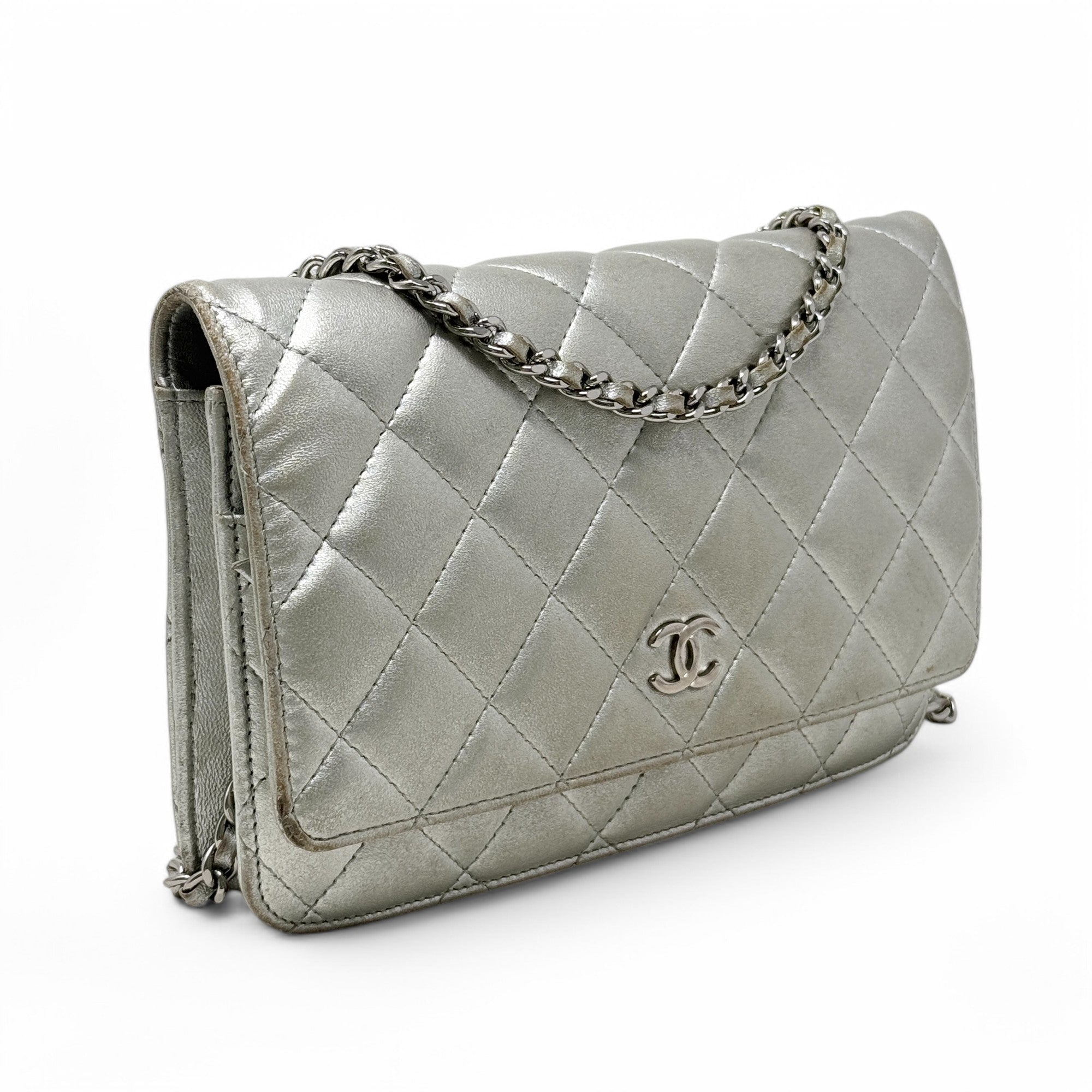 Chanel Silver Wallet On Chain Crossbody Bag - Luxury Designer WOC for Women | Perfect for Parties, Date Nights & Everyday Use