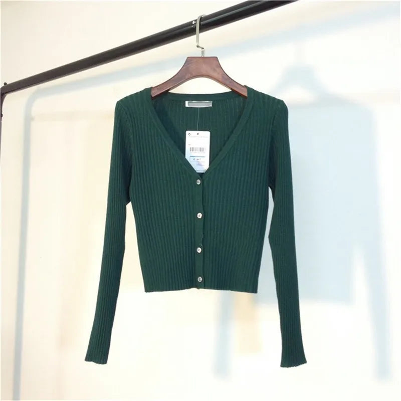 Patchwork Long Sleeve Button-Up Knit Sweater for Women - Cozy Fall & Winter Fashion - Perfect for Casual Outings and Office Wear