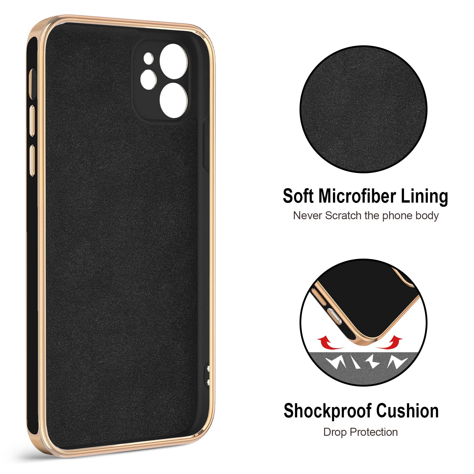 Hython Magnetic Ring Stand Case for iPhone 11 - 360° Rotatable Kickstand with Rose Gold Edge | Slim Soft TPU Protective Phone Cover for Women & Men (Black) | Perfect for Hands-Free Viewing, Video Calls & Secure Grip