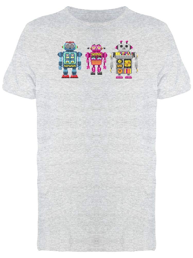 Pixel Robots Graphic T-Shirt for Men - Cool Sci-Fi Design Casual Wear for Gaming, Tech Enthusiasts & Everyday Outfits