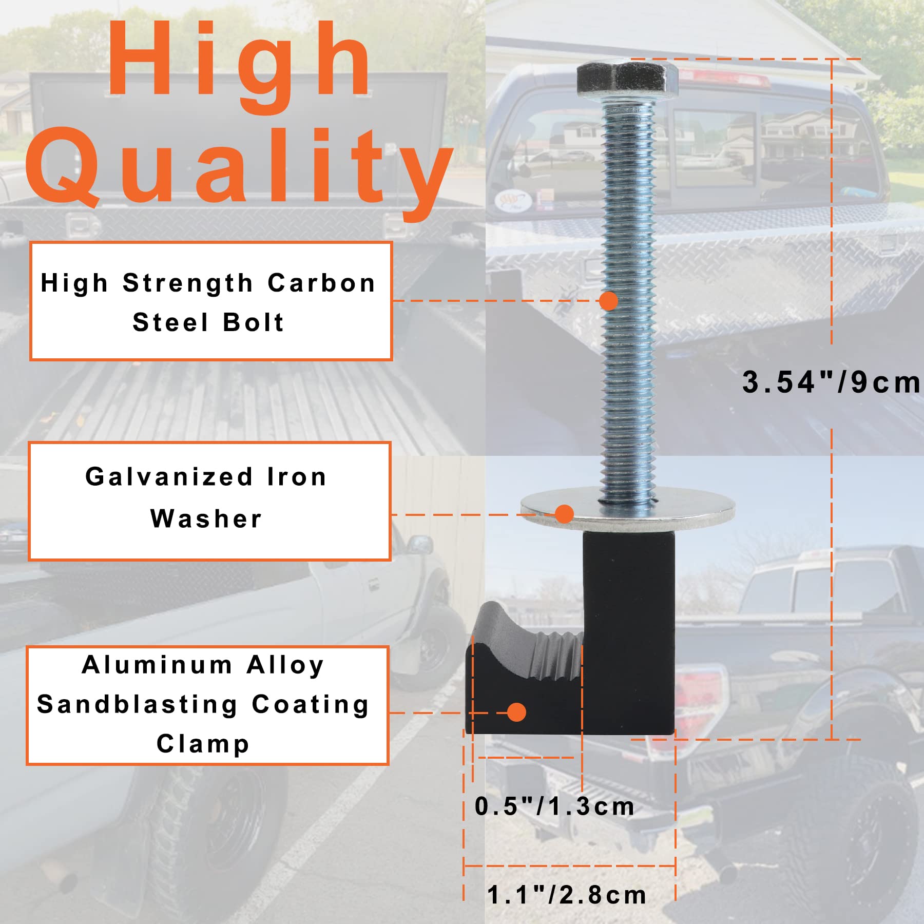 Upgraded Universal Black Aluminum Truck Tool Box Mounting Kit with Fastening Nuts & J-Hooks - Heavy Duty Pickup Bed Crossover Tie Down Accessories for Secure Toolbox Installation - Perfect for Off-Roading, Construction, and Work Truck Organization