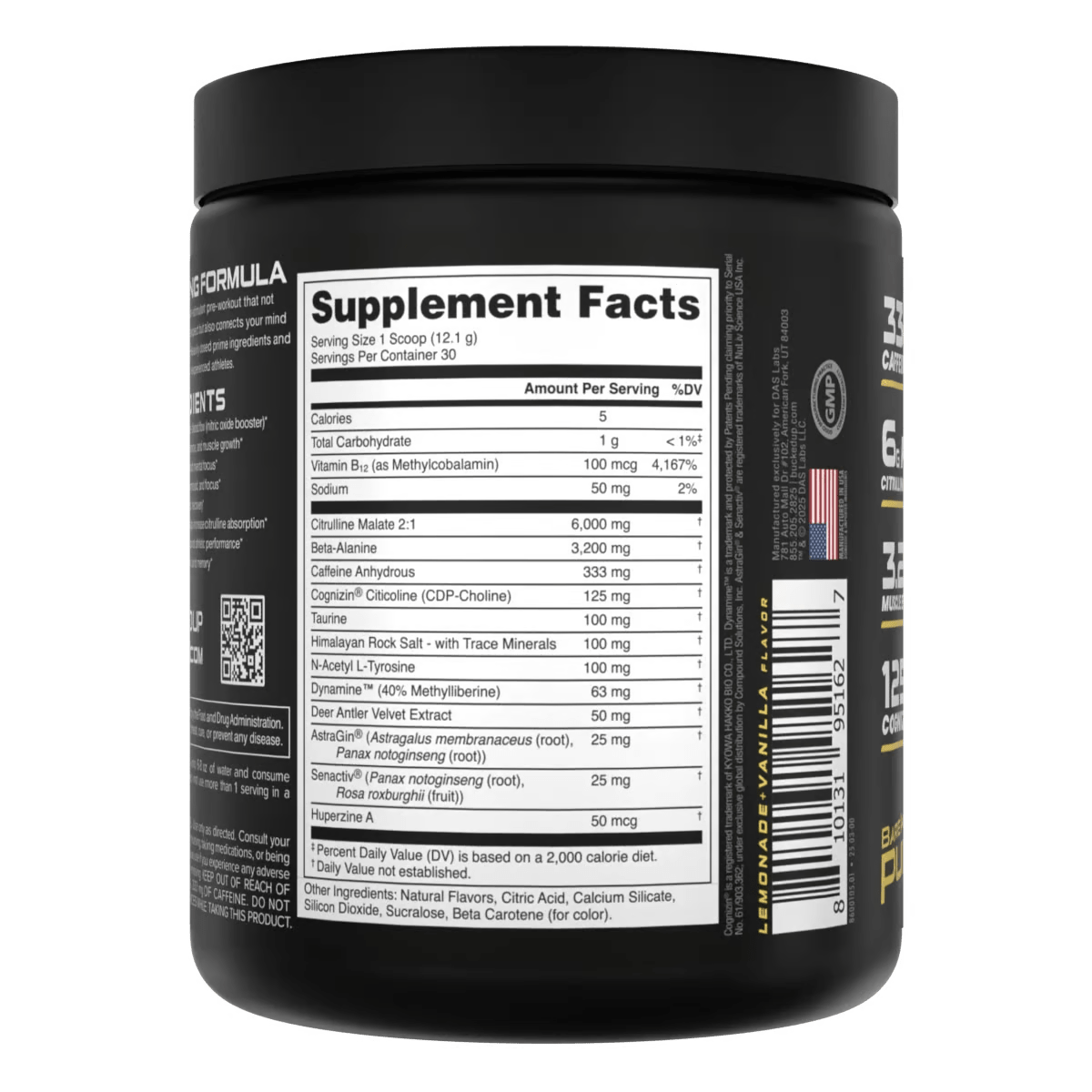Bucked Up BAMF Nootropic High-Stimulant Pre-Workout Powder - Boost Energy, Focus & Performance for Intense Gym Sessions & Athletic Training