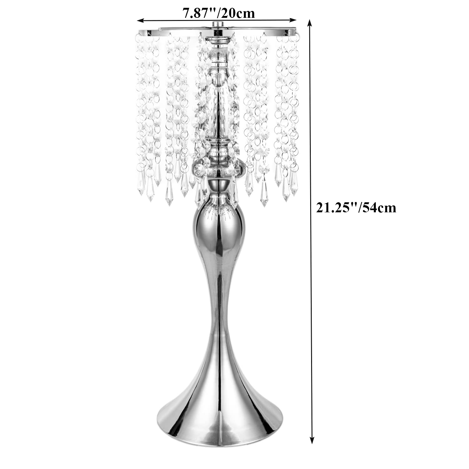 LANLONG Set of 2 Elegant Crystal Centerpieces - Silver Metal Flower Vase Stand for Wedding, Party, Reception - Perfect for Home Decor & Tabletop Display