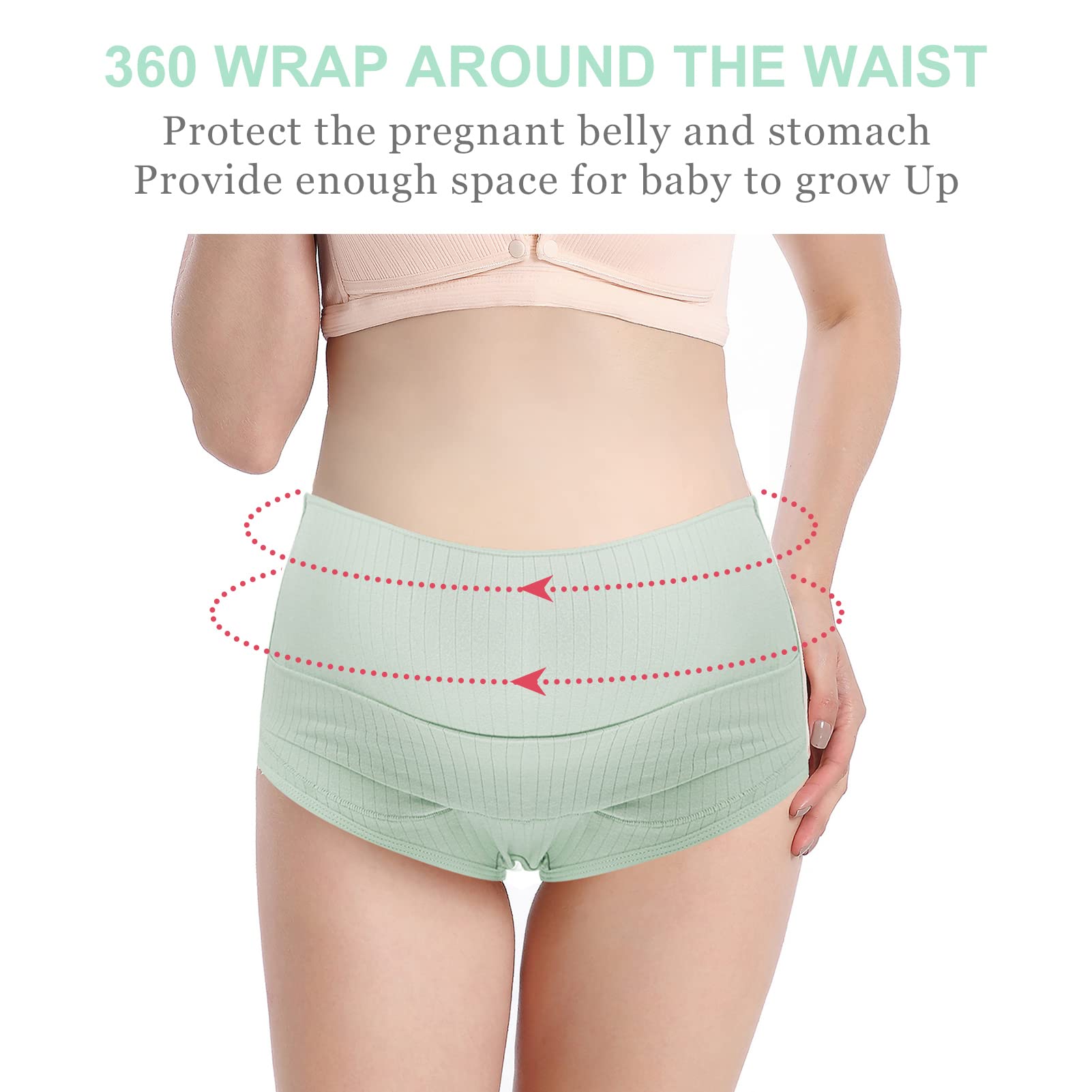 FEOYA Women's Maternity Underwear - Over Bump Cotton Pregnancy Panties, Plus Size High Waist Seamless Briefs (3 Pack) - Comfortable for Daily Wear & Sleeping During Pregnancy